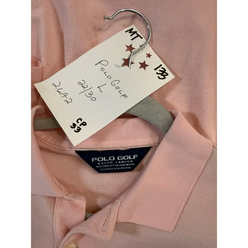 Polo Golf Ralph Lauren Shirt Men's Large Pink Short Sleeve - Picture 3 of 5